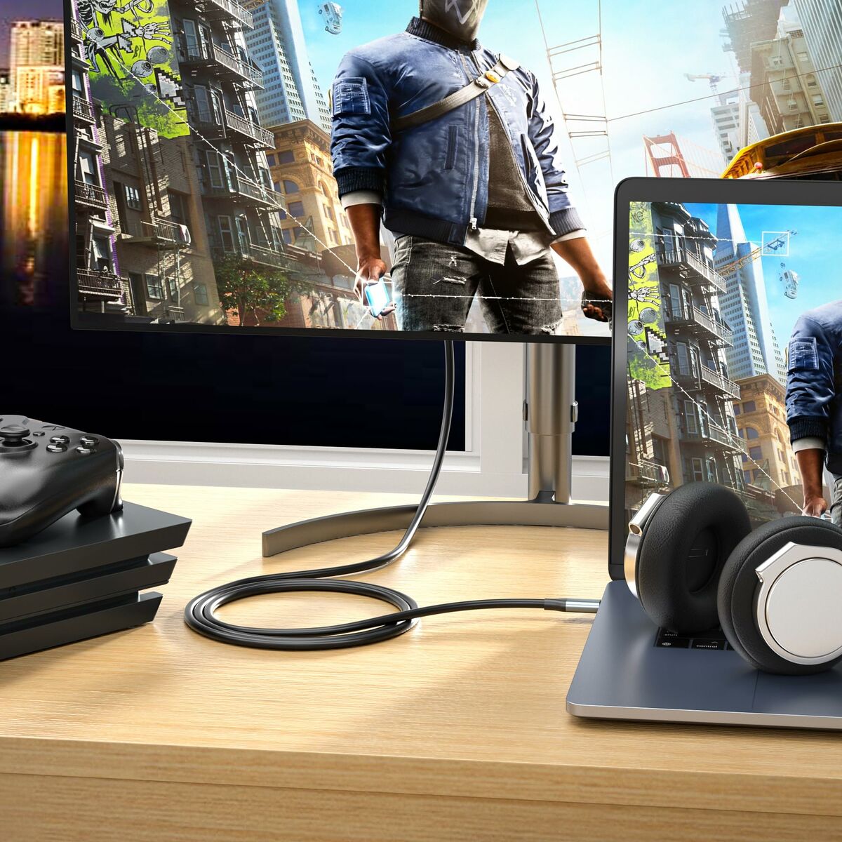 USB-C till HDMI Kabel Silver HT LOGAN Svart